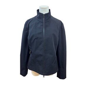 Nine West Womens Black Zip-Front Jacket With High Collar & Long Sleeves